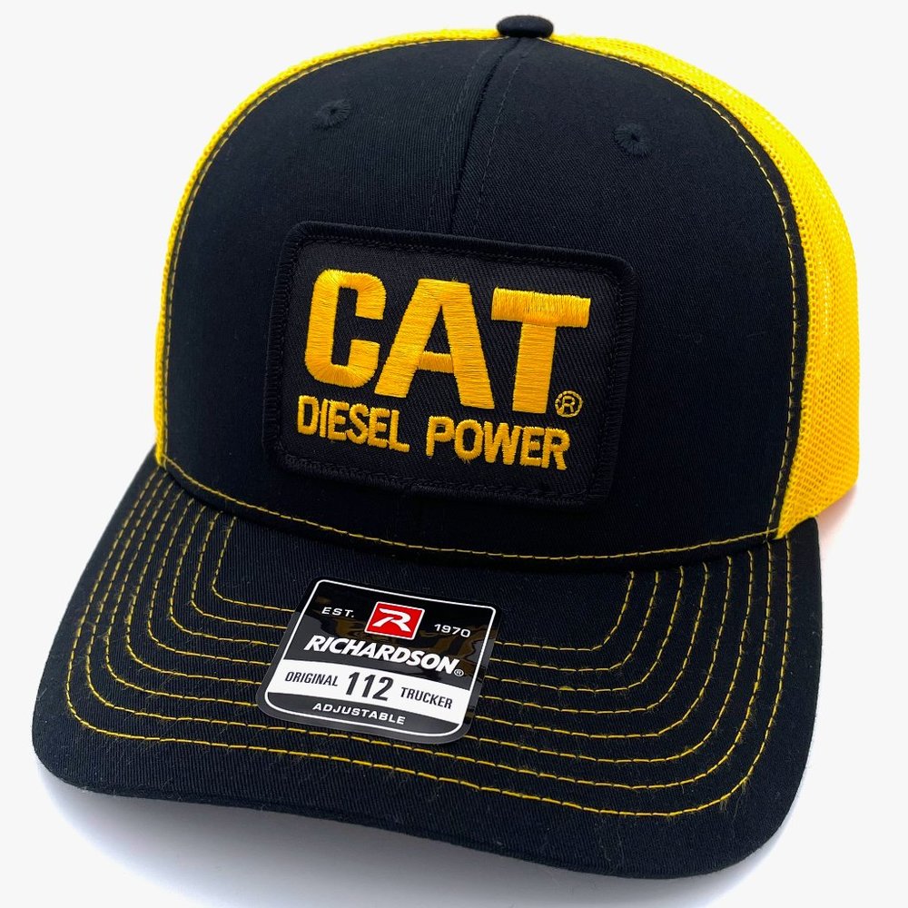 Caterpillar CAT Diesel Power Vintage Patch Hat - New Black & Gold Richardson 112